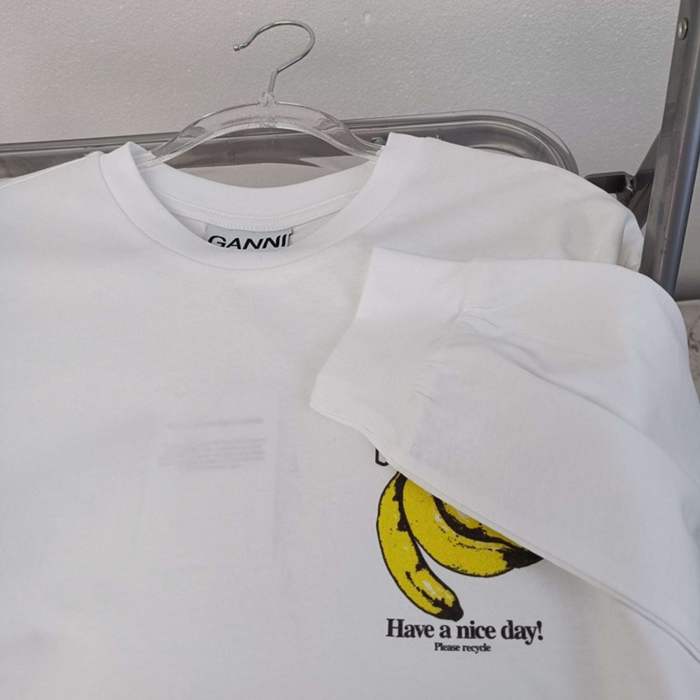 Ganni White Long Sleeve with Banana Print - Picture 3 of 6